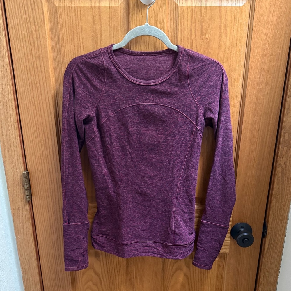 Lululemon Swifty Tech Long Sleeve Crew in Burgundy Heather
